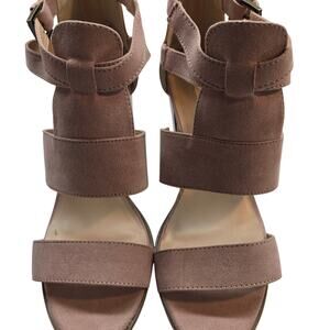 Roebuck & Co. Women's 7.5 Shoe Brown 3 Inch block Heel Zipper Open toe Sandel